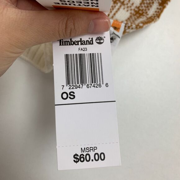 Timberland Knit Scarf Women 62X10 Spice Cream Buffalo Plaid Cozy Soft Rib Trim - Picture 9 of 16